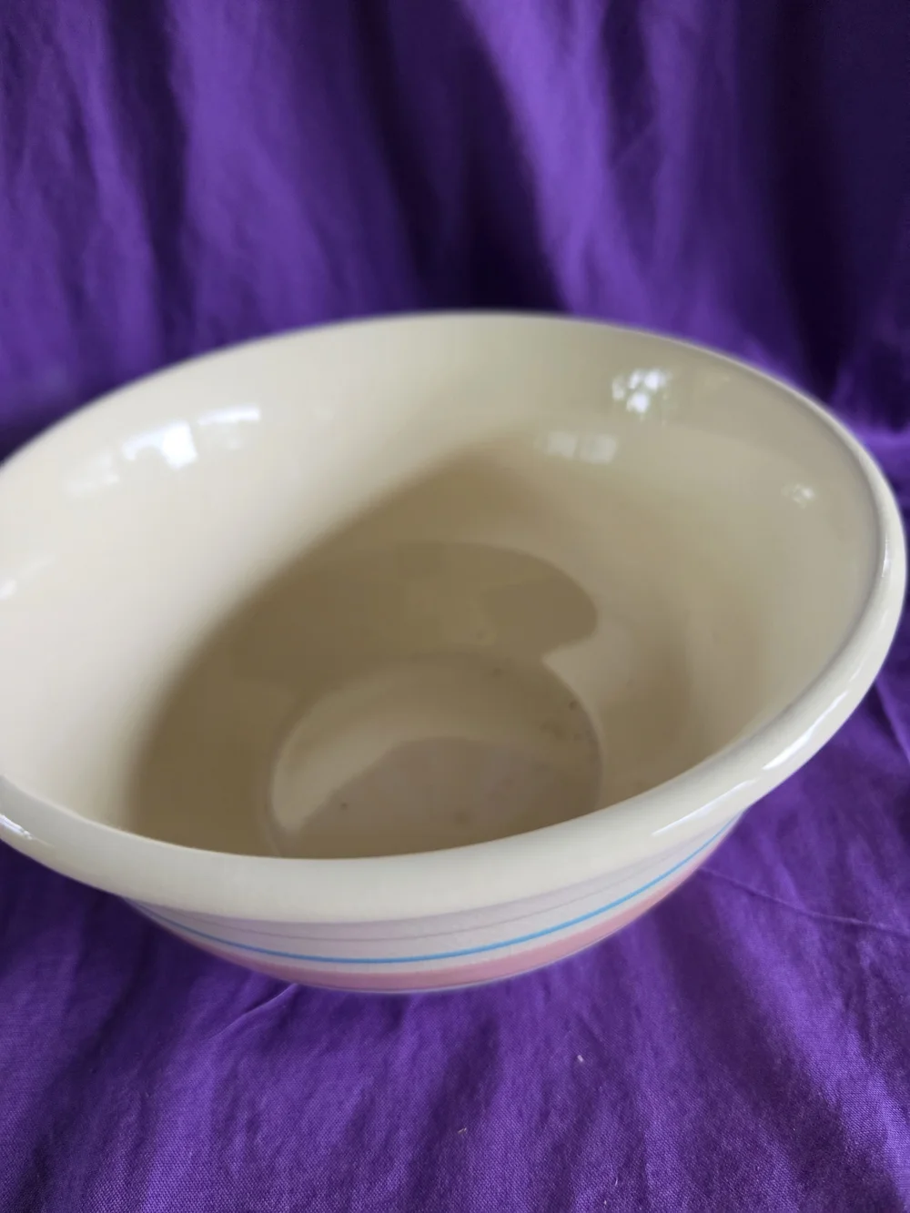 Vintage McCoy Mixing Bowl with Pink and Blue Stripes